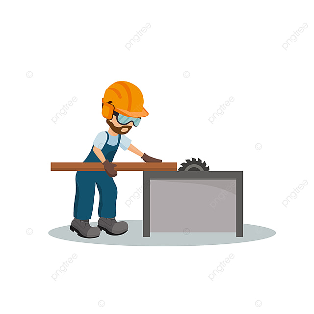 male carpenter cutting a wooden plank with os industrial safety equipment png 271616